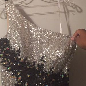 Black and silver prom dress